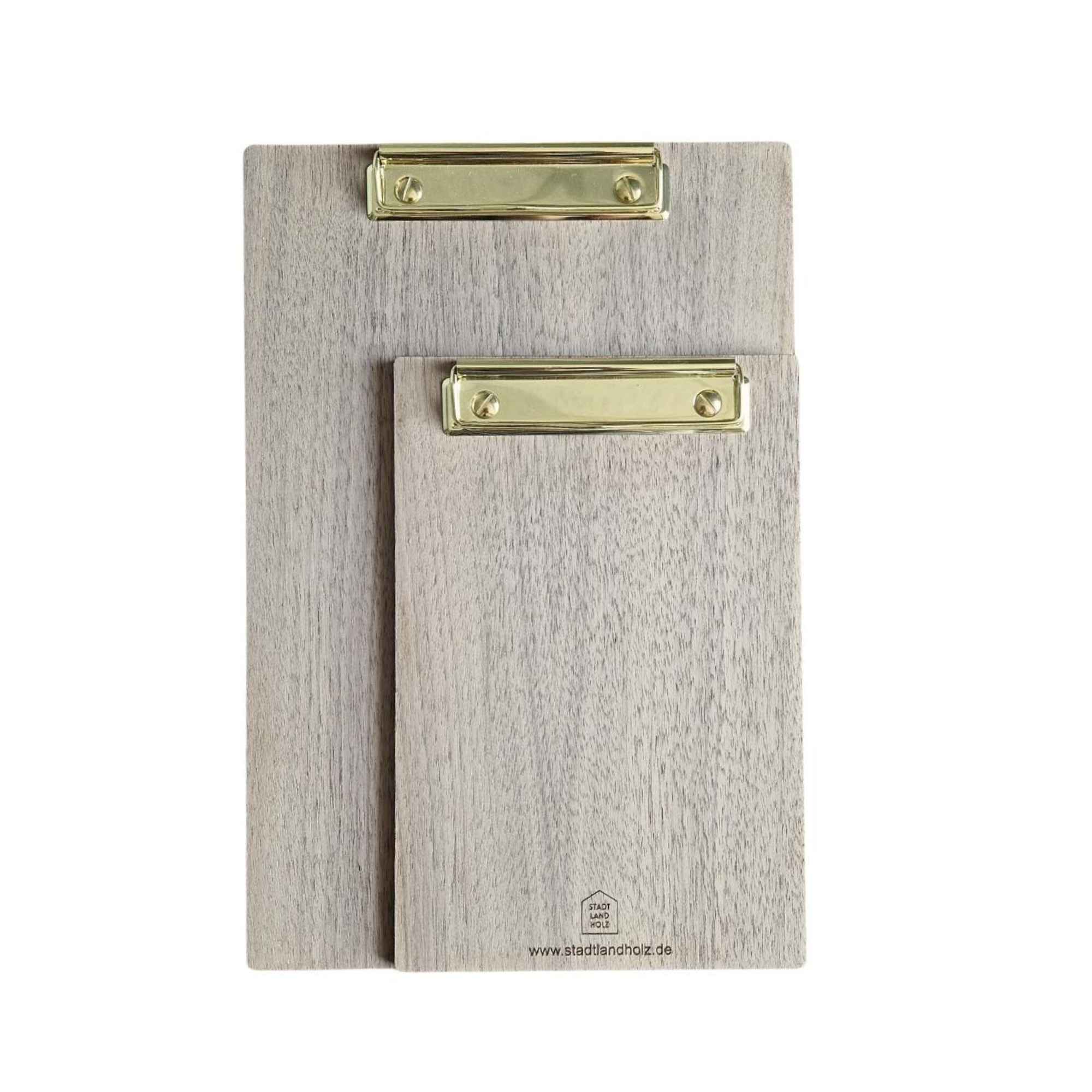 Klemmbrett aus Nussbaumholz – mit goldener Klemme & individueller Gravur