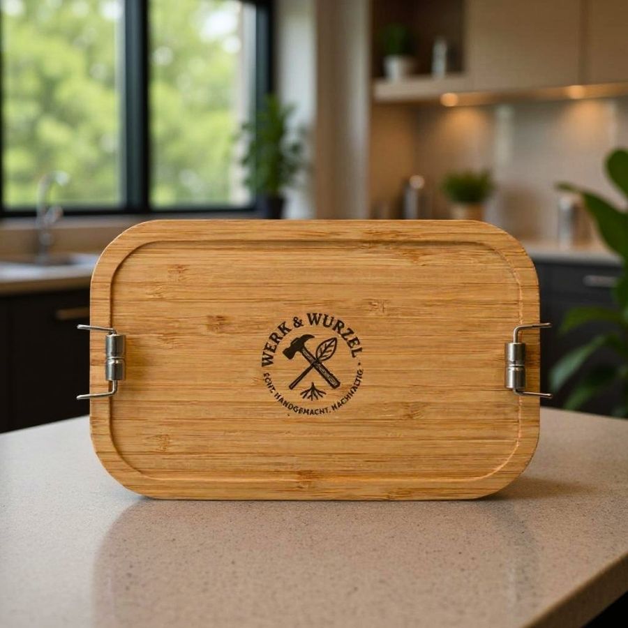 Lunchbox mit Logo-Gravur auf dem Deckel